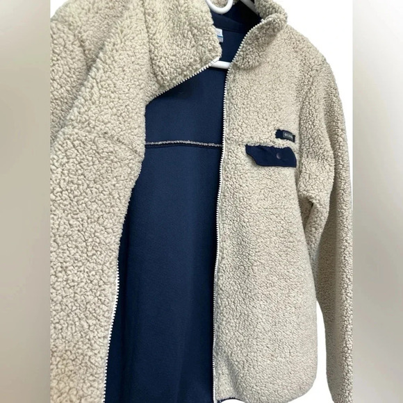 Columbia Fleece Womens Deep Pile Jacket Cream Blue Full Zip - Picture 4 of 7